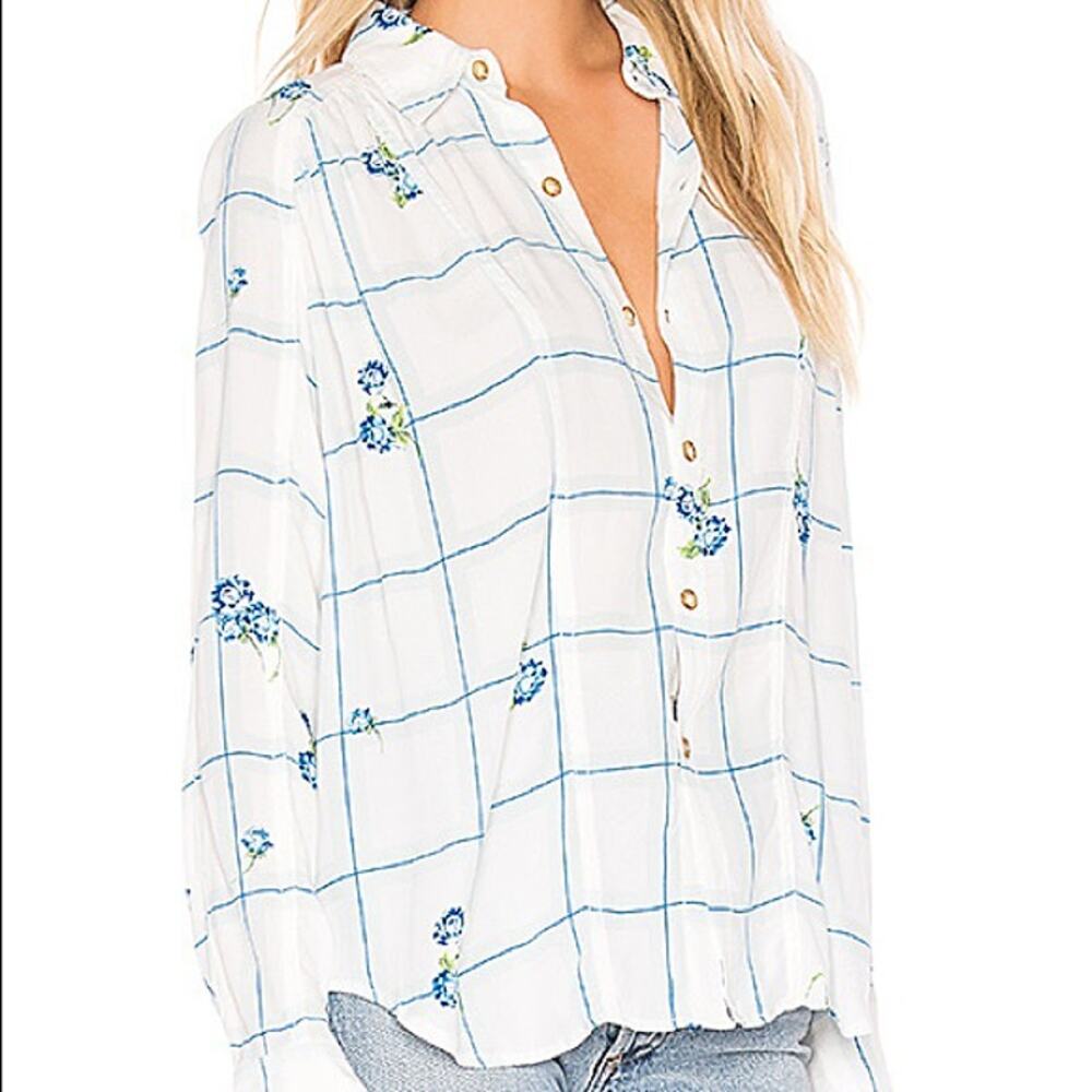 Free People Window to My Heart Floral Button Down Top - XS